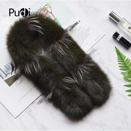 Pudi SF807 Woman Real Fox Fur Scarf 208 New Brand Girl Genuine Fox Fur Scarves Wrap Shawl Patchwork With Silver Fox