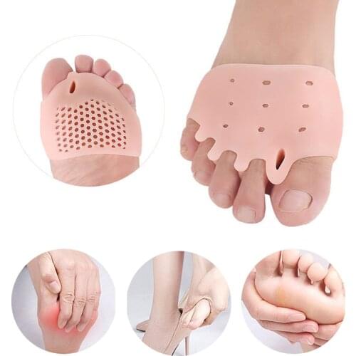 2Pieces = 1Pair Silicone Forefoot Pads Five-Hole Honeycomb Shape Hallux Valgus Gel Insole Corrector Toe Cover Orthopedics Care