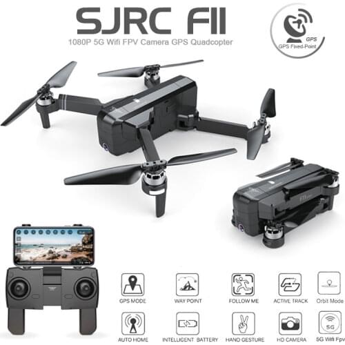 SJRC F11 GPS Drone with 5G Wifi FPV 1080P Camera Gesture Control Brushless Quadcopter 25mins Flight Time Foldable Selfie RC Dron