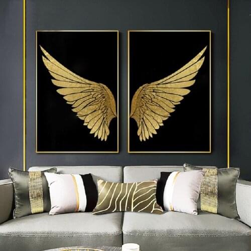 Modern Abstract Dream Gold Wings Posters and Prints Gallery Canvas Painting Wall Art Pictures Prints Nordic Home Decoration