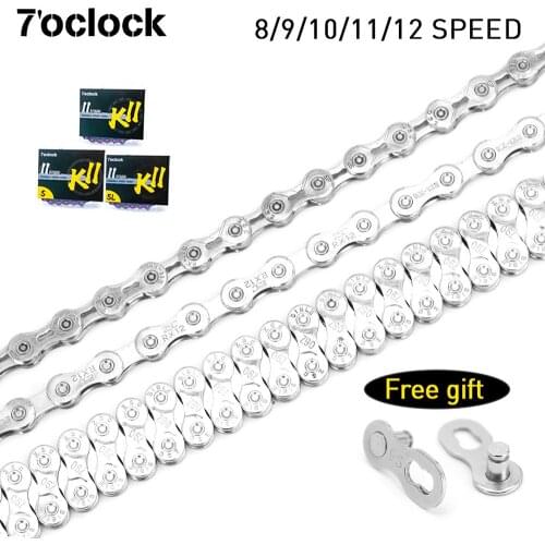 7'OCLOCK Ultralight Bike Chain 8/9/10/11/12 Speed 116L Bike Chain Durable with Connector MTB High Strength Steel Bicycle Part
