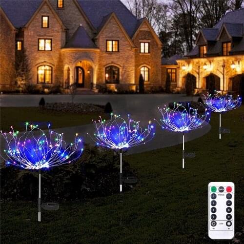 Solar Firework Garden Lights 8Modes 120leds Copper Wire Starburst String Lights Christmas Wedding Garden Landscape Path Lamp