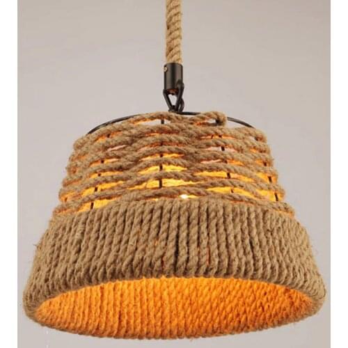 Vintage Retro Loft Chandelier Restaurant Bedroom Bar Club Pub Cafe Lights Corridor Kitchen Lighting Fixture E27 Rope Hemp Lamp