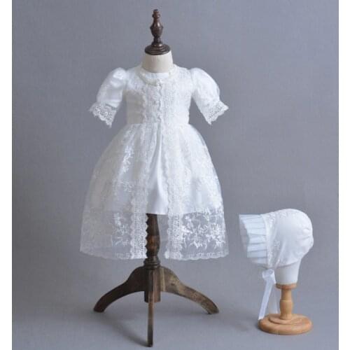 High Quality Baby Girls Christening Gowns tutu Dress Newborn Girl Dresses Infant Princess Party Dress for Wedding 3pcs