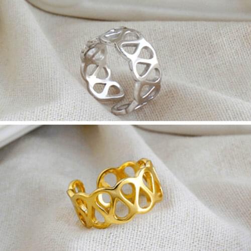 Dreamhonor Women 925 Sterling Silver Retro Vintage Womens Wide Face Hollow Open Rings For Women 2021 Fashion Gift Jewelry