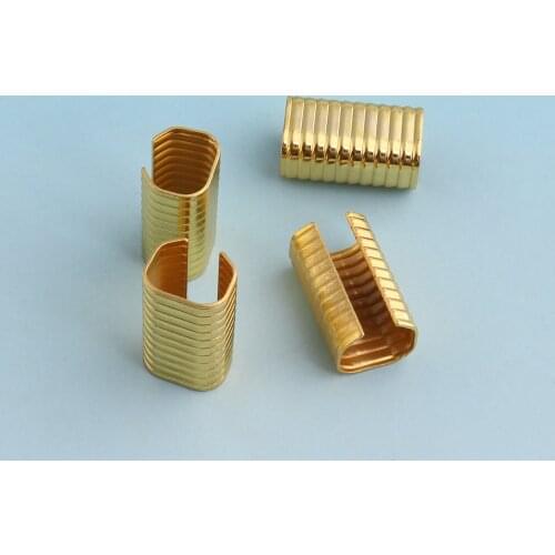 Gold Ribbon End Clamps Webbing End Cap Lanyard Clasp Crimp Fasteners Closures Leather End Cap