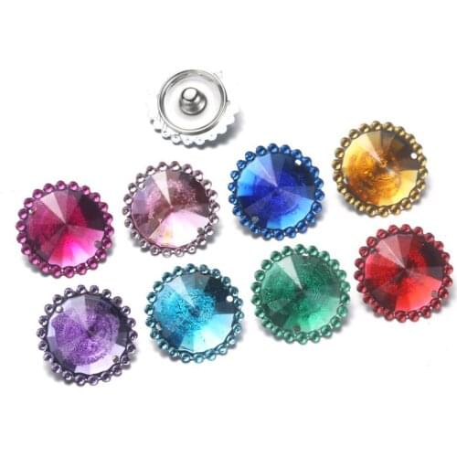10pcs/lot 2018 Mixed Color 18mm Snaps Alloy Resin Fashion Snaps Buttons Fit Boom Life Snap Jewelry Snaps Bracelets 5578