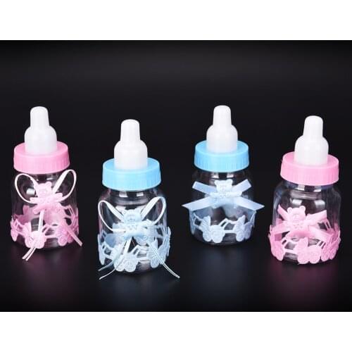 12Pcs/set Cute Baby Shower Bear Gift Box Blue Boy Pink Girl Baptism Birthday Party Favors Gift Favors Candy Box Bottle