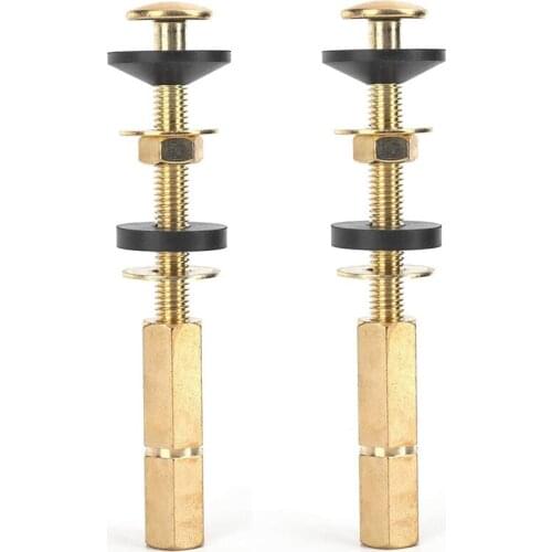 2 Pieces Toilet Tank to Bowl Bolt Kit, Heavy Duty Toilet Bolts for Toilet Tank Repair, with Solid Brass, Extra Long Nuts