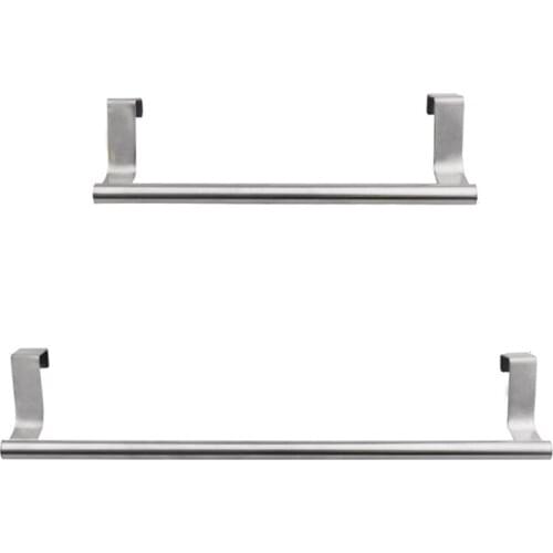 2-Piece Stainless Steel Towel Rack Hangable Bath Towel Bar Perforated Free Rack Single Bar Cabinet Bathroom Rack