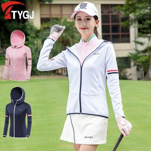 2020 Golf Apparel Women Golf Windbreaker Winter Fall Hooded Golf Jacket Windprood Warm Cardigan Sportswear Full Zipper Coat