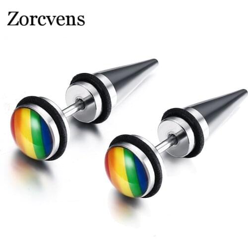 2020 New Fashion Round Earrings Stud Gold-Color With Austrian Crystal Rainbow Women Stud Earrings Wholesale Jewelry