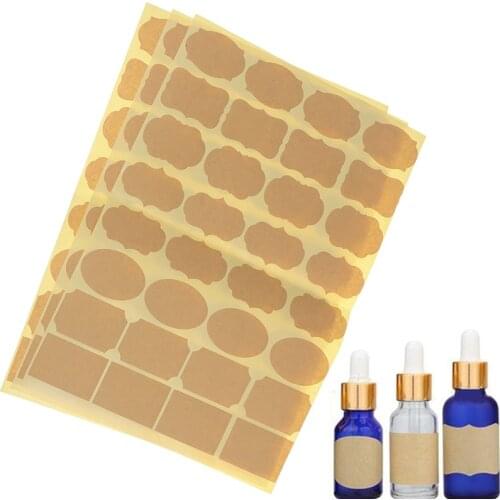 3/4 Sheets/Set Fancy Kraft Paper Labels Sticker Essential Oil Perfume Essence Lotion Cosmetic Cream Bottle Kraft Label Stickers