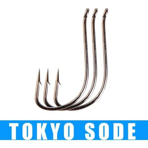3packs 24-30pcs TOKYO SODE High Carbon Steel Fishing Hooks Ringed 6-15# Single Carp Hook Barbed Carp Fishhook With Eye