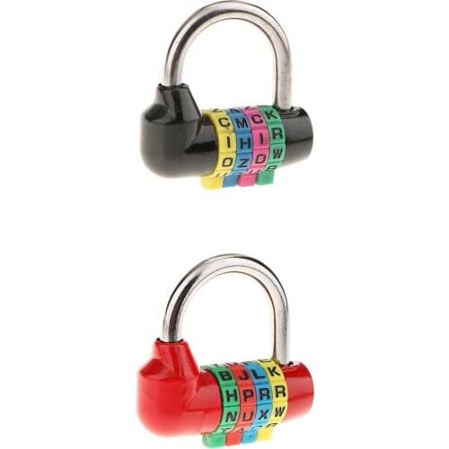 4 Digital Dial Letter Combination Padlock Code Lock Travel Luggage Suitcase