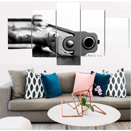 5 Pieces Wall Art Canvas Painting Pistol Poster Modern Home Decorative Pictures Paintings For Living Room Wall Frame