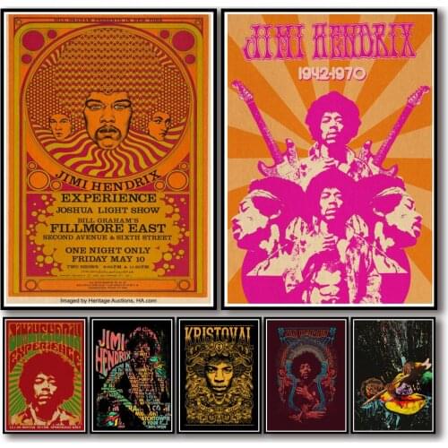 51 Designs Jimi Hendrix Kraftpaper Poster Alternative Abstract Art Painting Funny Wall Sticker for Coffee House Bar