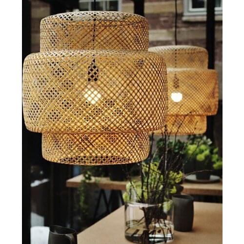 Bamboo Rattan Shade Pendant Light Fixture Ceiling Hanging Lamp Restaurant Bar Villa Dining Room Suspension Lamps PA0401