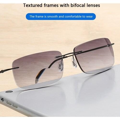 Frameless Eyeglasses Anti Blue Light Blocking Rimless Reading Glasses Presbyopic Eyewear Square Hyperopia Eyeglasses Male Glass