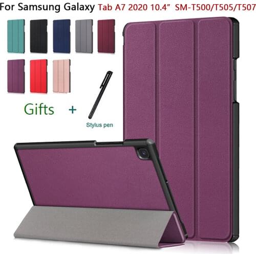 Tablet Case Samsung Galaxy Tab A7 10.4" SM-T500/T505 Case PU Leather Tri-fold Tablet Cover Tab A7 SM-T507 Smart sleep wake case