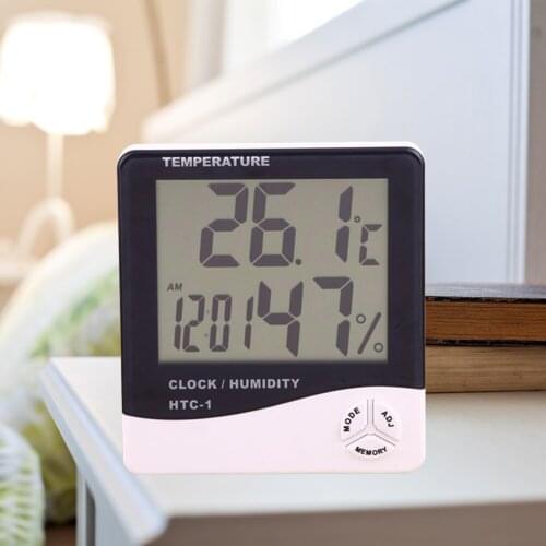 Digital Thermometer Hygrometer Home LCD Large Scre Humidity Meter Indoor Outdoor Thermometer Hygrometer Weather Station Clock