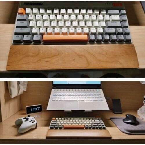 Wooden Beech Wood Mechanical Keyboard Wrist Rest Ergonomic Pad 61 87 104 Keys 1XCB