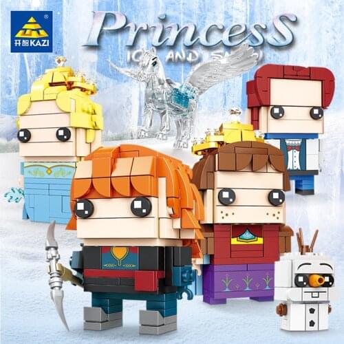 Ice and Snow World Stowe The Iceman Anna Aisha Princess Prince Hans Brickheadz Childrens DIY Assembled Building Block Girl Toy