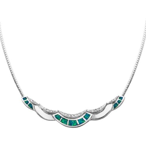 Eulonvan Luxury vintage necklace women long Jewelry & Accessories Engagement Wedding Blue pink opal Rhodium Plated R4095 R4096