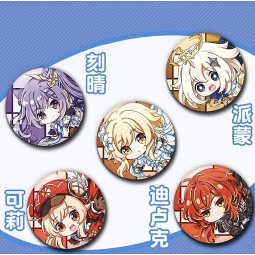 Game Genshin Impact Badge Lumine Keqing Klee Paimon Anime Brooch