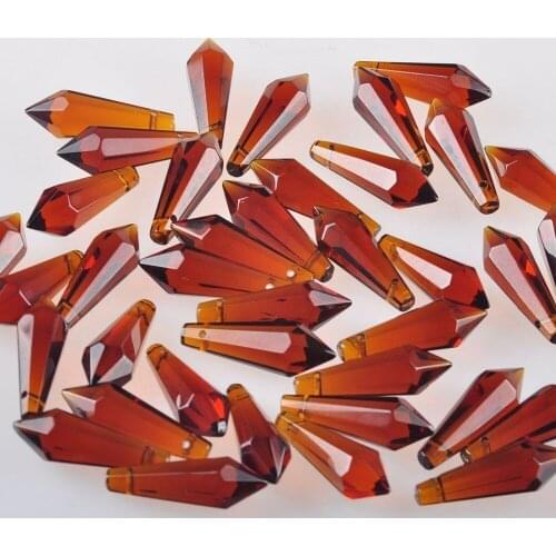 HIERKRYST 50 pcs/lot Brown Chandelier Glass Crystals Lamp Prisms Parts icicle Hanging Pendants 38mm 1.49" #1907-5