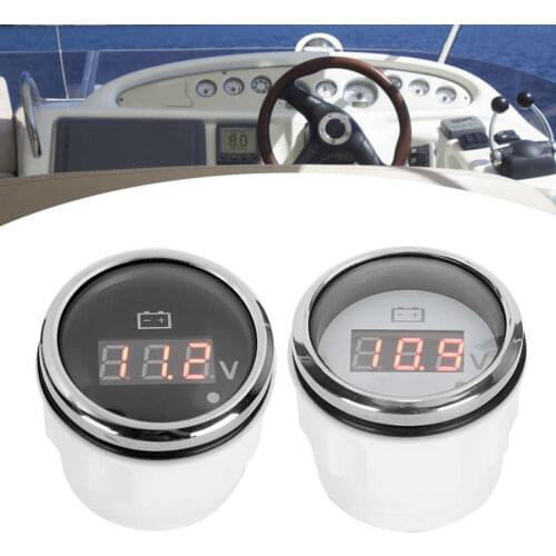 2in Battery Voltage Gauge LED Digital Display IP67 Waterproof Smart Alarm Universal for Boat Auto Marine Voltage Meter 8-32V