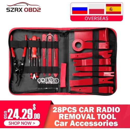 Portable 28pcs 4pcs 7pcs Car Trims Removal Tools for Door Window Radio Disassembly Removal Tool Kits Car Basic Accessories 3pcs