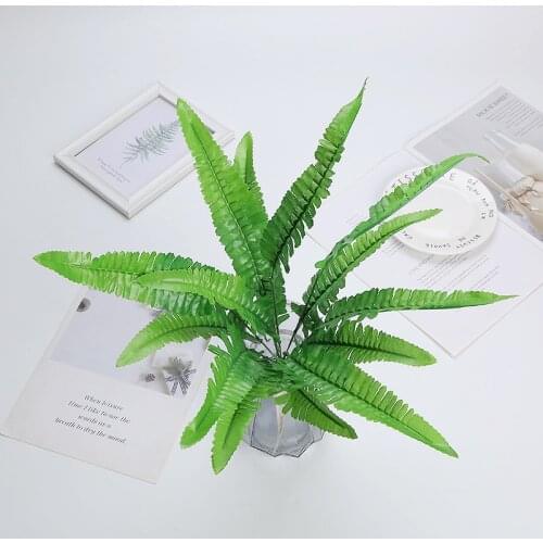 Wedding Indoor Outdoor Home Garden Decor Imitation Shrubs Bushes Persian Grass Fake Plants Plastic Artificial Fern Leaves