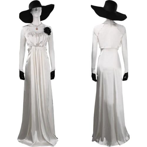 Resident Cosplay Village Alcina Dimitrescu Cosplay Costume Dress Outfits With Hat Halloween Carnival Suit