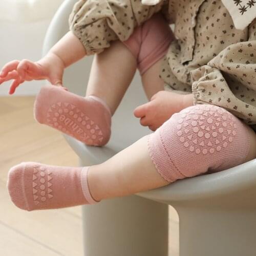 Summer Baby Knee Pads Socks Set Solid Color Anti Slip Socks Kneecap Kid Crawling Safety Floor Socks Knee Protector for Girls Boy