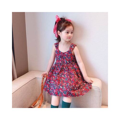 Summer kids girls clothing sling floral dress for toddler girls clothes outfits baby beach thin cool dress 1 2 3 4 5 6 T cloth
