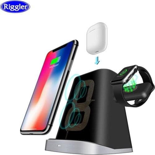 3 in 1 Magnetic Charge Dock Station for Apple Watch Qi Fast Charge Holder for mobile phone Airpods Charge Box for Samsung S10 S9