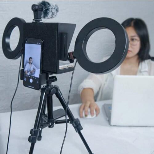 Mini Teleprompter Portable Inscriber Mobile Teleprompter Artifact Video With Remote Control for Phone and DSLR Recording