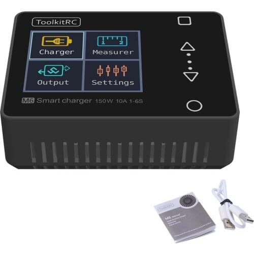 In Stock ToolkitRC M6 Servo Tester Tool 150w 10A DC Output 1-6s Color Screen Multi-function Charger And Diagnostics 2020 V2
