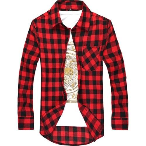 Shirt Men Plaid Camisas Social 2020 Autumn Mens Fashion Plaid Long-sleeved Shirt Male Button Down Casual Check Shirt