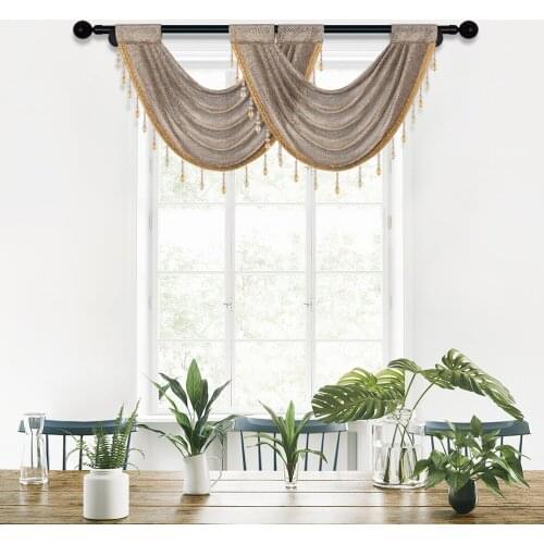 ELKCA 1 Piece Solid Tulle Curtain Valances for Bedroom Kitchen Room Decoration Modern Semi Sheer Valance for Top With Tassel