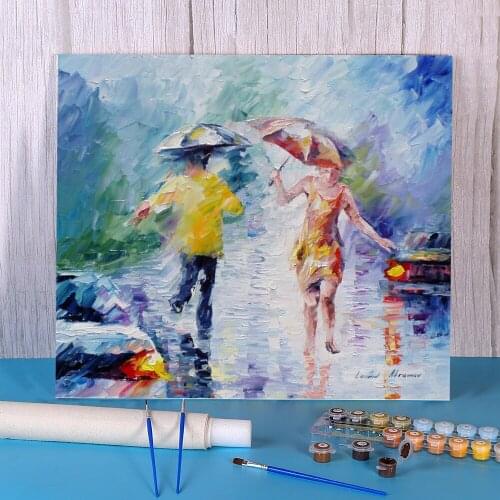 Washed By The Rain Paint By Numbers Package Oil Paints 50*70 Canvas Painting Decorative Paintings For Adults Wholesale Art