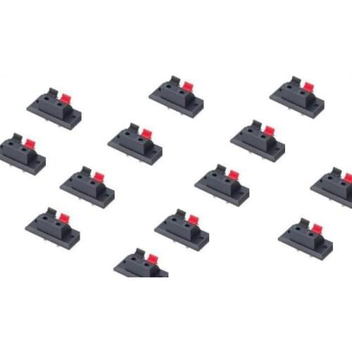 Wholesale 400pcs 2PIN PUSH Red and Black Spring Push Type Speaker Cable wire Loudspeaker Audio Terminal Board Connector -w2-3
