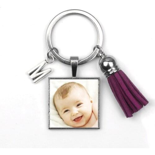 Personalizeds Your Baby Child Mom Dad Grandparent Loved One Gift Photo Key Chain Square Custom Photo for Family Member Gift