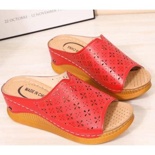 Women Sandals Comfy Wedges Sandals For Women Thick-Soled Sandals Womens Wedge Shoes Sandal Solid Color Flat Slippers Shoes