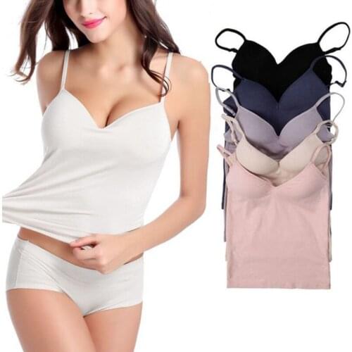 Sexy Women Padded Bra Vest V Neck Strap Tops Camisole Push Up Bra Vest Tank Cami Sleeveless Tank Top Underwear Camisoles Acce