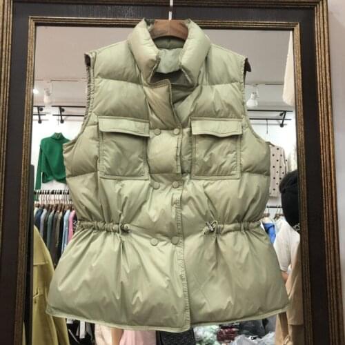 Light Down Women Short Vest Windproof Lightweight Warm Waistcoat White Duck Down Sleeveless Down Coat Autumn Winter