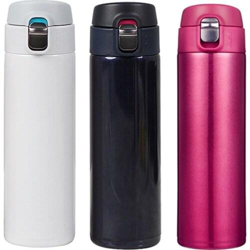 Bpa Free Insulated 450ml Thermos Cup 304 Stainless Steel Vacuum Flasks Travels Thermals Water Bottle With Lock Pop-up Lid