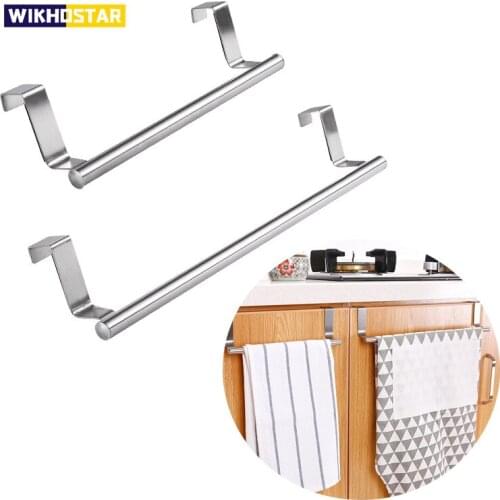 WIKHOSTAR Stainless Steel Towel Rack Bathroom Shelf Towel Holder Cabinet Hanging Organizer Shelf Kitchen Accessories
