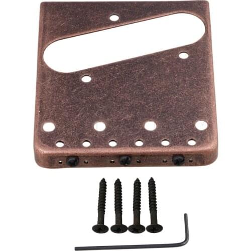 Yibuy 8.5 x 7.5 x 1cm Red Bronze 6 Strings Hard Tail Fixed Type Strings Bridge for Electric Guitar